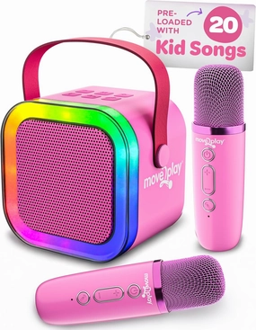 Move2Play, Mini Karaoke Machine for Kids | Includes 20  Kid Songs | 2 Microphones | Connect with Bluetooth | 3, 4, 5  Year Old Gift & Birthday Present | Girls, Boys, & Toddler