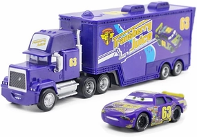 Movie Cars 2 3 Hauler Mack Truck NO.63 & Lee Revkins Racer Speed 2PCS Vehicles ， McQueen Jackson Storm Cruz Ramirez Vehicles