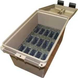 MTM TMC15 Tactical Mag Can | Holds 15- 20 or 30 round 223/5.56 magazines| Stackable design, triple padlock tabbed for security | O-ring seal and solid latching system | Dark Earth