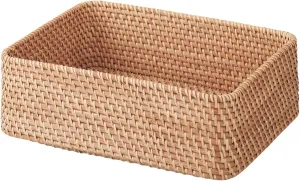 MUJI 47381290 Overlapping Rattan Rectangular Basket, Small (V) Approx. Width 14.2 x Depth 10.2 x Height 4.7 inches (36 x 26 x 12 cm)