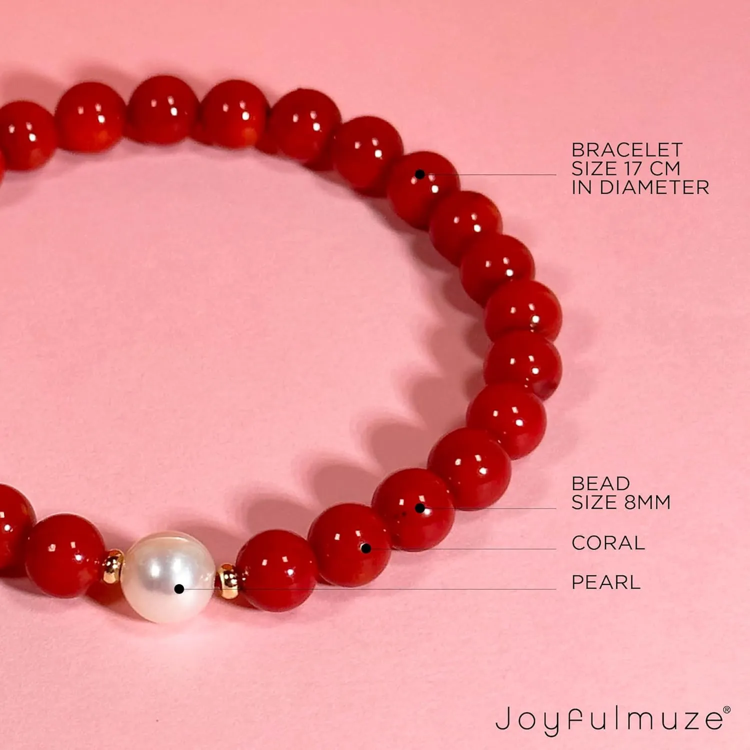 Natural Red Orange Coral and White Freshwater Pearl, Stretch Stacking Bracelets, Costal Summer Jewelry, Handmade Gift for Women and Men, Fit 6.5-7 inch Wrist (Coral-Pearl)