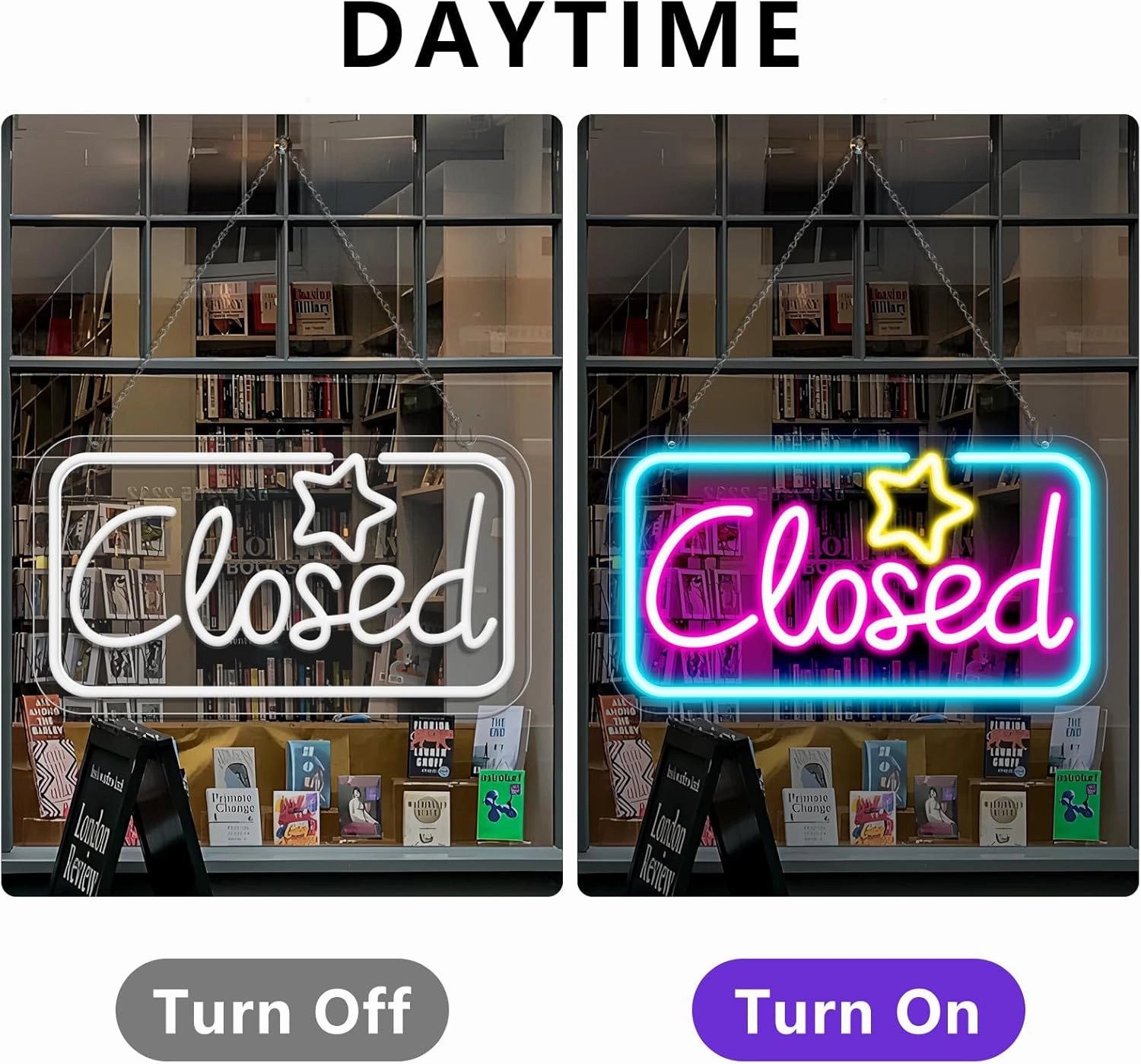 Neon Closed Signs for Business, 16.5''x 9'' Closed Sign LED, Super Bright Closed Neon Sign(Yellow&Red&Blue), with ON/OFF Switch & Adapter, Ideal for Window, Wall, Bars, Retail Store, office, etc.