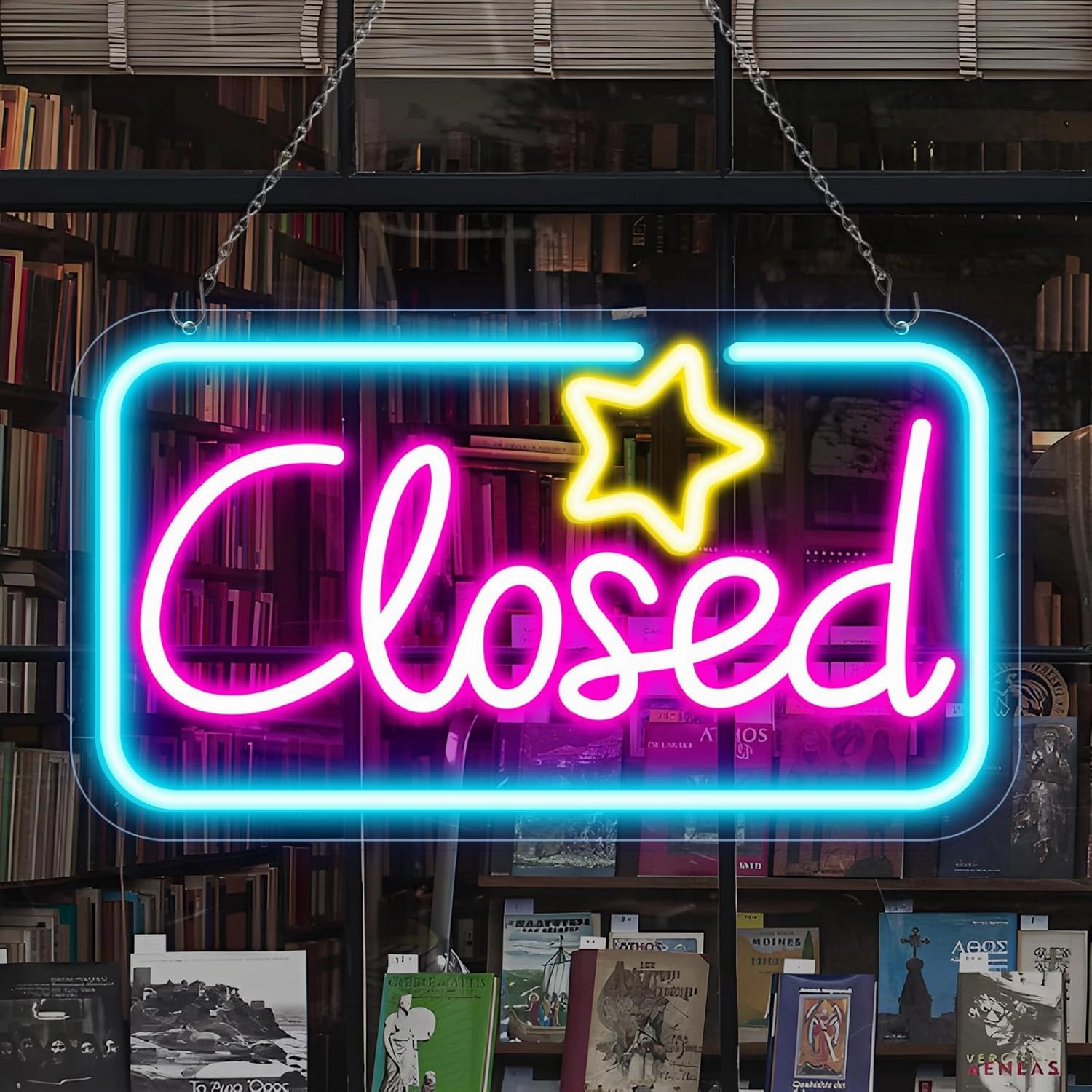 Neon Closed Signs for Business, 16.5''x 9'' Closed Sign LED, Super Bright Closed Neon Sign(Yellow&Red&Blue), with ON/OFF Switch & Adapter, Ideal for Window, Wall, Bars, Retail Store, office, etc.