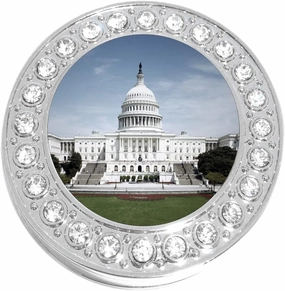NewCharms Capitol Building Purse Hanger with Bling - Keeps Your Bag Off The Floor and Folds to Fit in Your Handbag