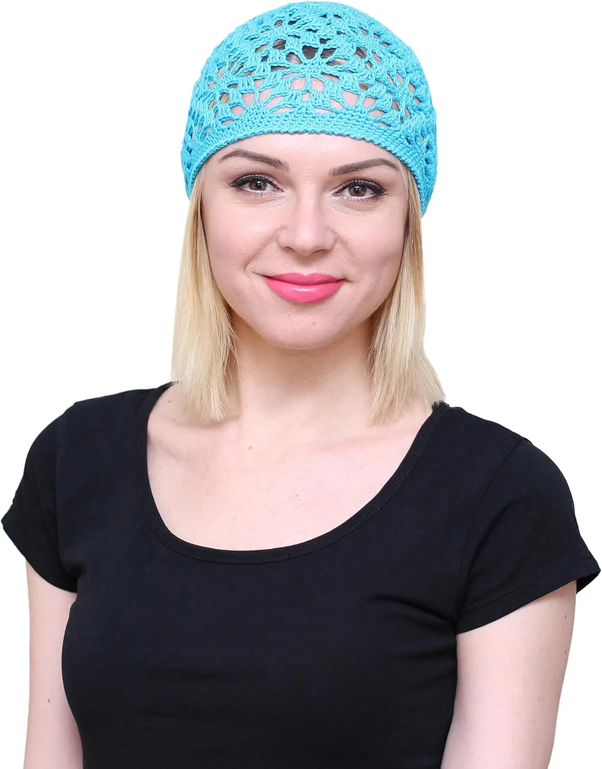 NFB Cotton Hats for Women Ladies Summer Beanie Lace Cloche Hair Accessories Cap