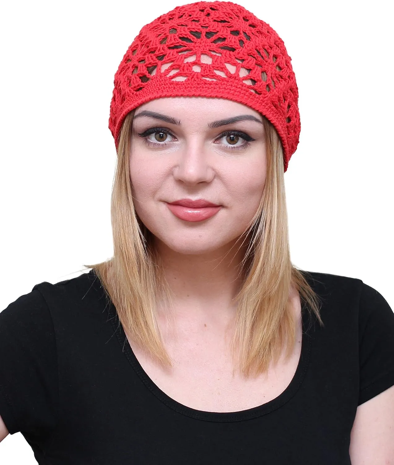 NFB Cotton Hats for Women Ladies Summer Beanie Lace Cloche Hair Accessories Cap