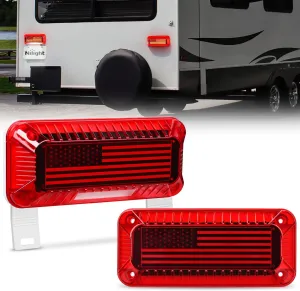 Nilight RV Tail Light 2PCS 72 LED Red Running Stop Brake Turn Signals White License Plate Lights Surface Mount Waterproof Taillights for Caravan Camper Van