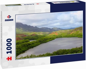 Noah Jigsaw Puzzle Panoramic View of Menehune Fish Pond aka Alekoko Fishpond on a Bright Summer Day, Mountains in The Background, Near Lihue, Kauai, Hawaii, USA 1000 Pieces