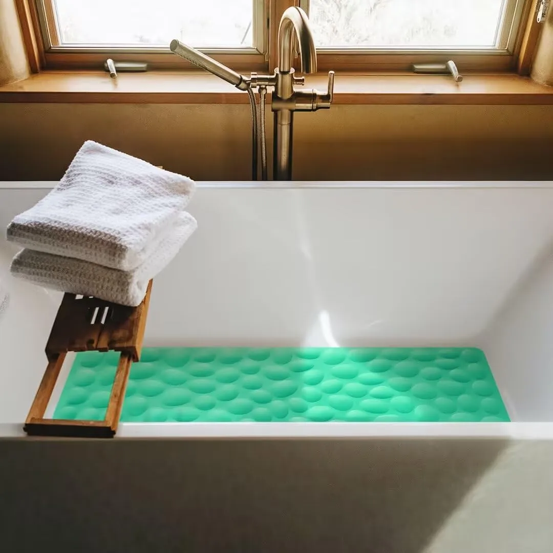 Non-Slip Bathtub Mat OTHWAY Soft Rubber Bathroom Bathmat with Strong Suction Cups (Fruit Green, 16x31.5 inch)