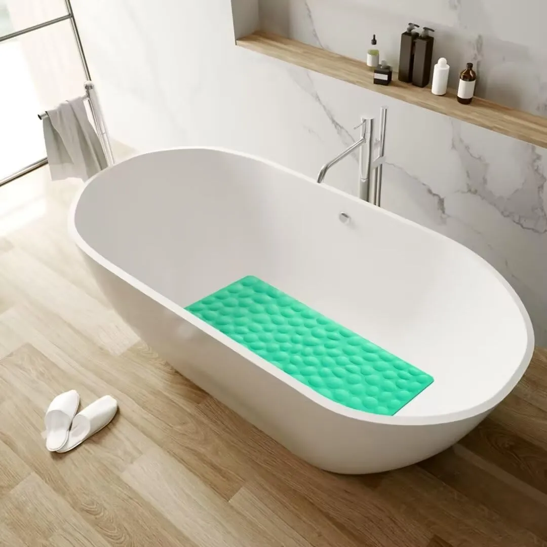 Non-Slip Bathtub Mat OTHWAY Soft Rubber Bathroom Bathmat with Strong Suction Cups (Fruit Green, 16x31.5 inch)