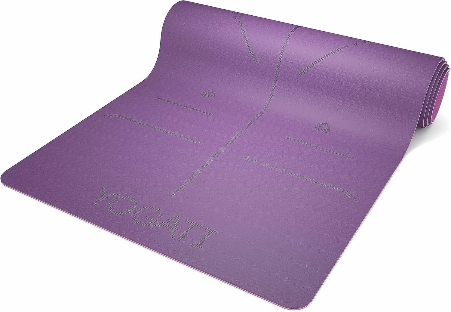 Non Slip Yoga Mats with Strap - Pilates & Exercise Mat for Home Workout