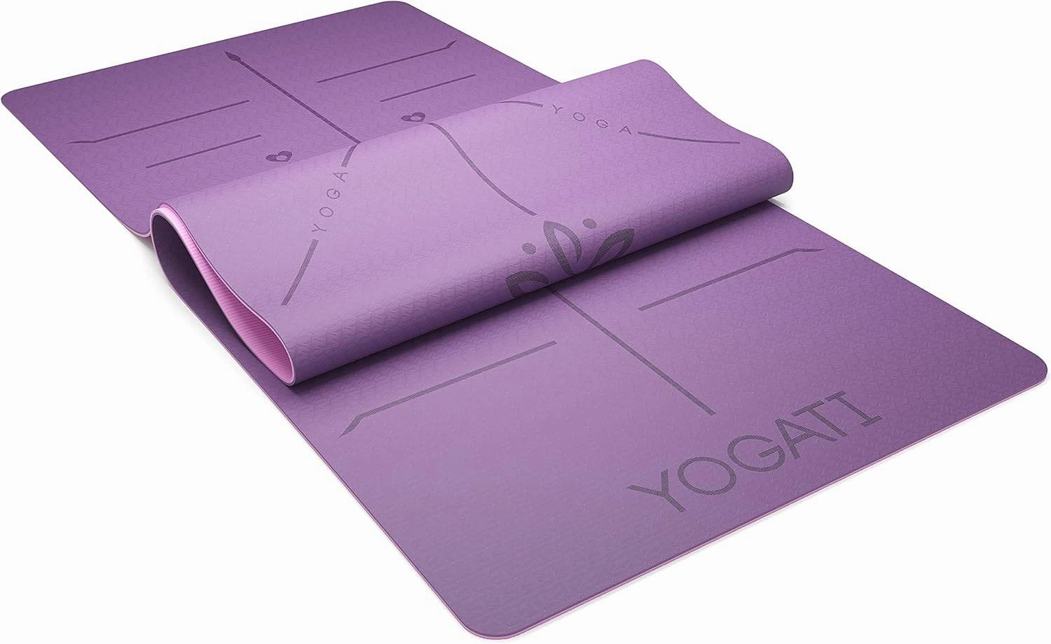 Non Slip Yoga Mats with Strap - Pilates & Exercise Mat for Home Workout