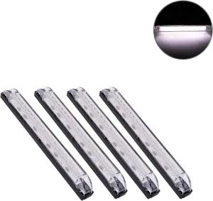 NPAUTO 4Pcs 8" White Led Utility Light Bar 18 LED Utility Strip Waterproof Boat Bow Light Marine Navigation Light 12V