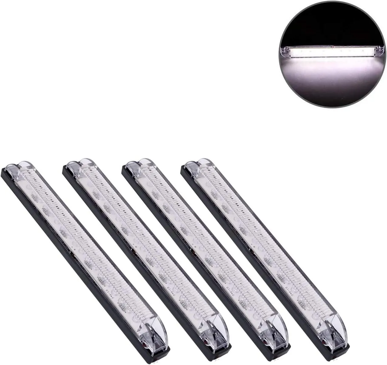 NPAUTO 4Pcs 8" White Led Utility Light Bar 18 LED Utility Strip Waterproof Boat Bow Light Marine Navigation Light 12V