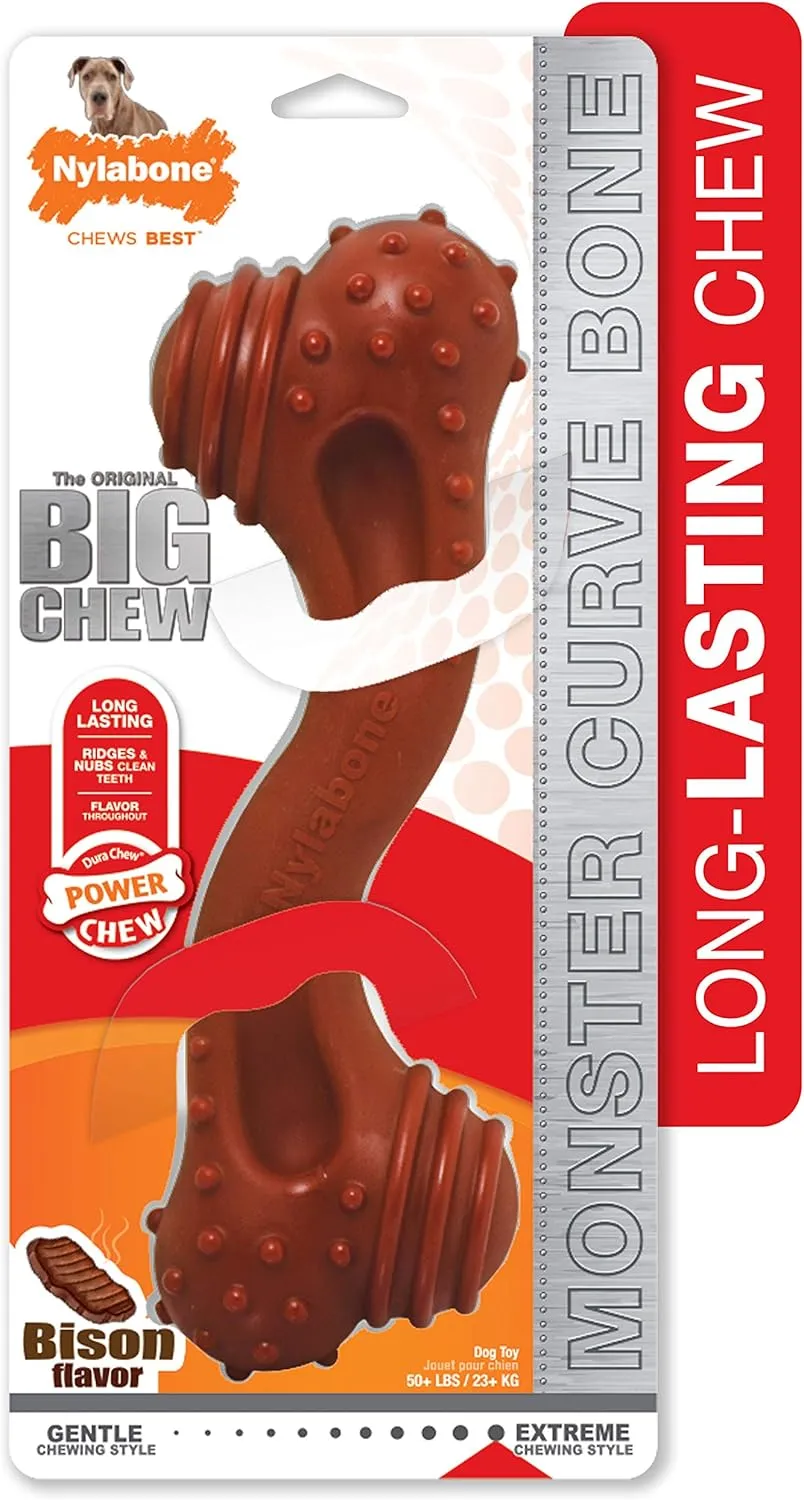 Nylabone Power Chew Monster Curve Bone Big Dog Chew Toy Curve Bison XX-Large/Monster (1 Count)