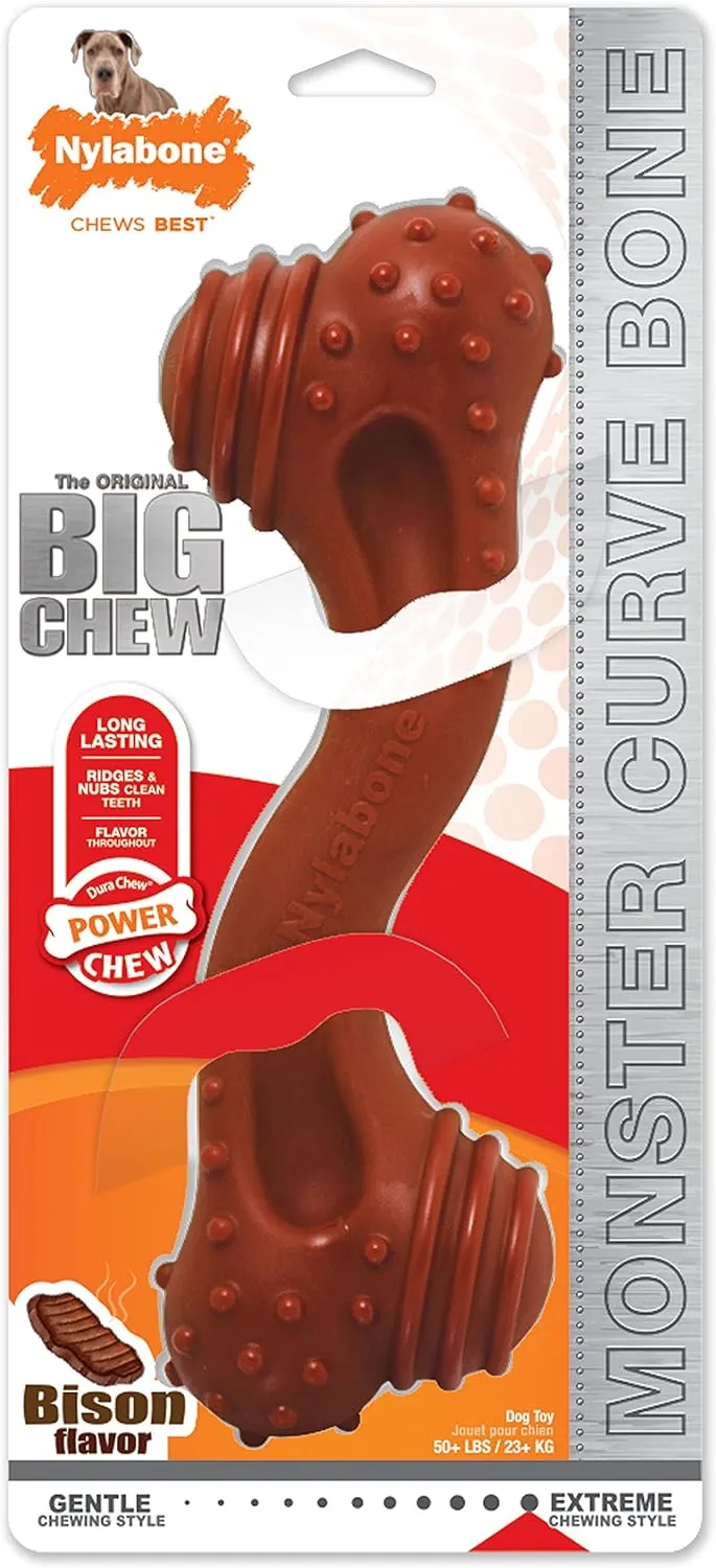 Nylabone Power Chew Monster Curve Bone Big Dog Chew Toy Curve Bison XX-Large/Monster (1 Count)