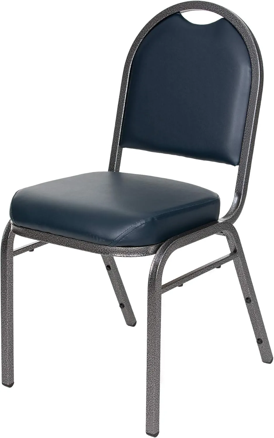 OEF Furnishings (Pack of 2) Premium Vinyl Upholstered Stack Banquet Chair, Blue/Silver