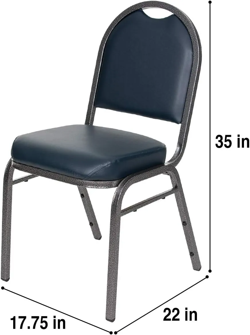 OEF Furnishings (Pack of 2) Premium Vinyl Upholstered Stack Banquet Chair, Blue/Silver