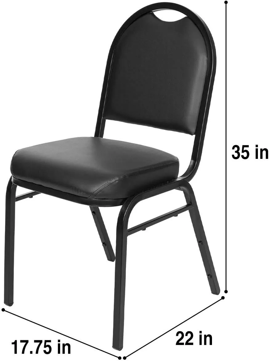 OEF Furnishings Premium Vinyl Upholstered Stack Banquet Chair, Pack of 2, Black/Black