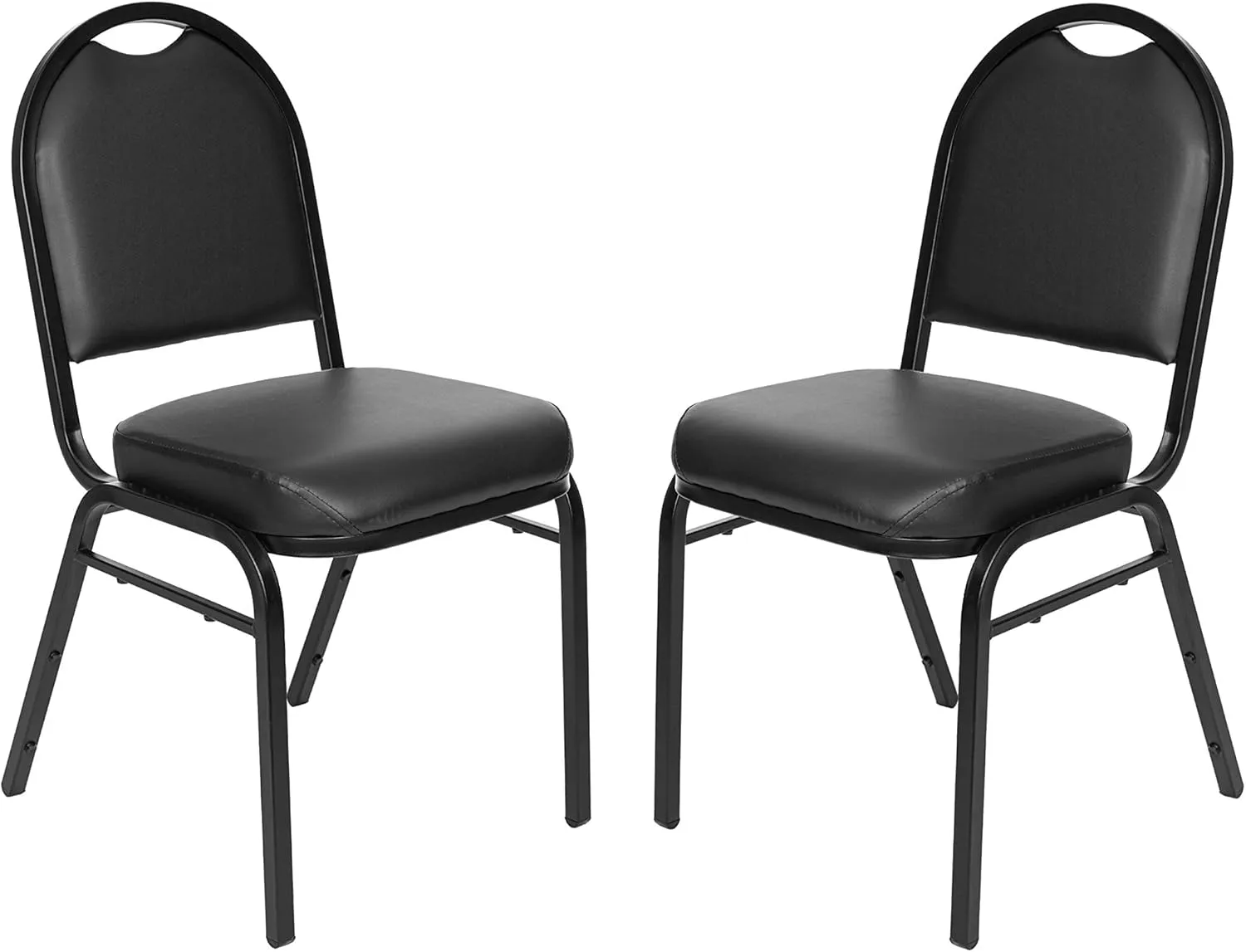 OEF Furnishings Premium Vinyl Upholstered Stack Banquet Chair, Pack of 2, Black/Black