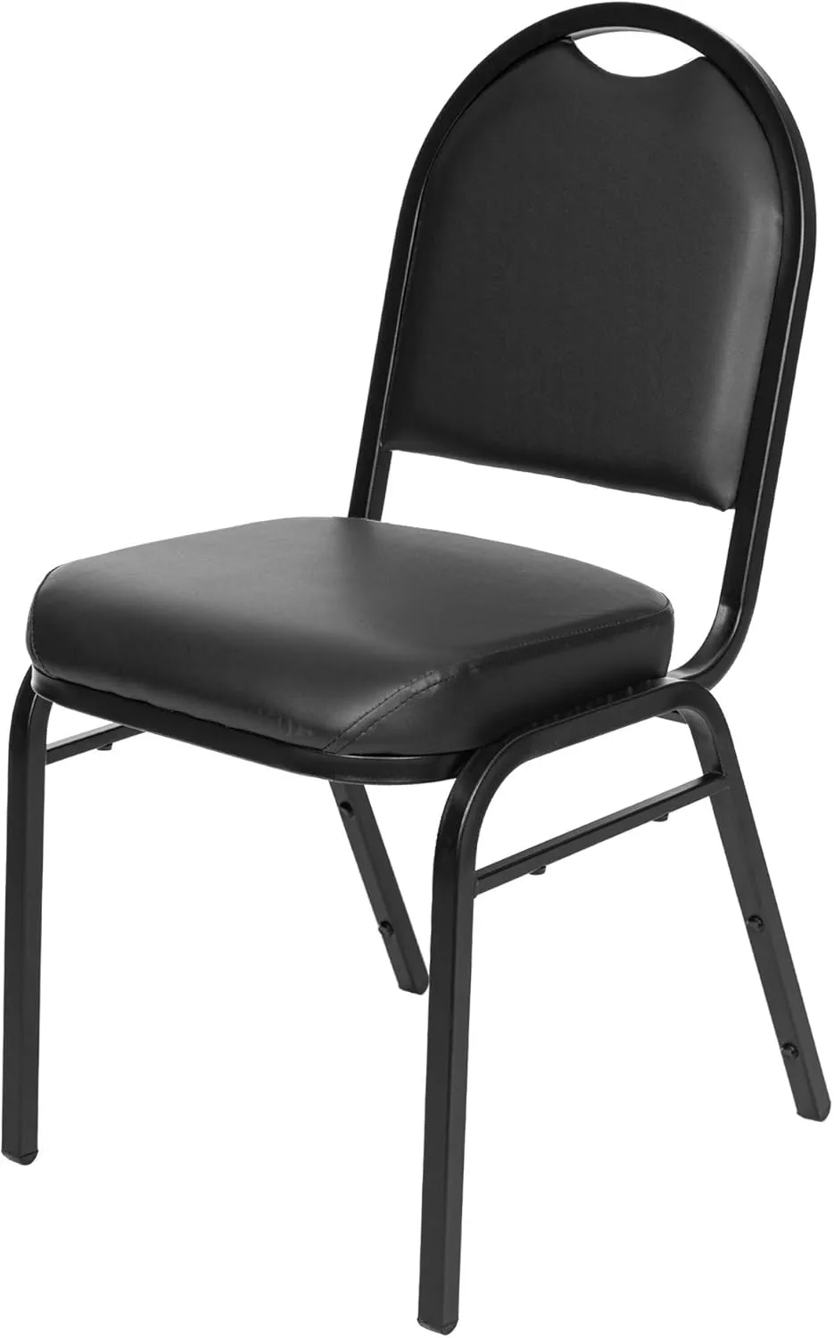 OEF Furnishings Premium Vinyl Upholstered Stack Banquet Chair, Pack of 2, Black/Black