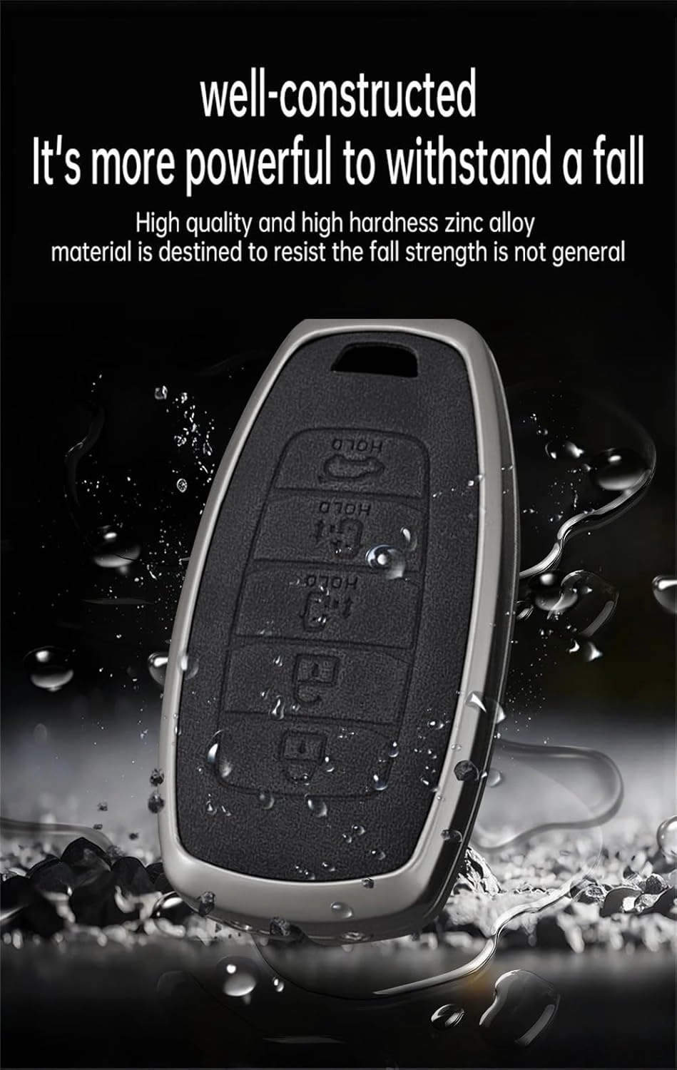 ontto Leather Car Key Holder Fit for Hyundai i30 Car Accessories,Durable Key Fob Cover for Ix25 Ix35 Elantra Encino Kona Solaris Azera Grandeur Ig TM Accent Santa Fe Palisade,5-Button Brown