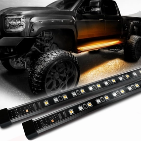 OPT7 Sidekick 78" Running Board Lights 2PCS LED Strips w/Amber Turn Signal, DRL, White Courtesy Light for Extended Crew Cab Trucks Pickup Trailer
