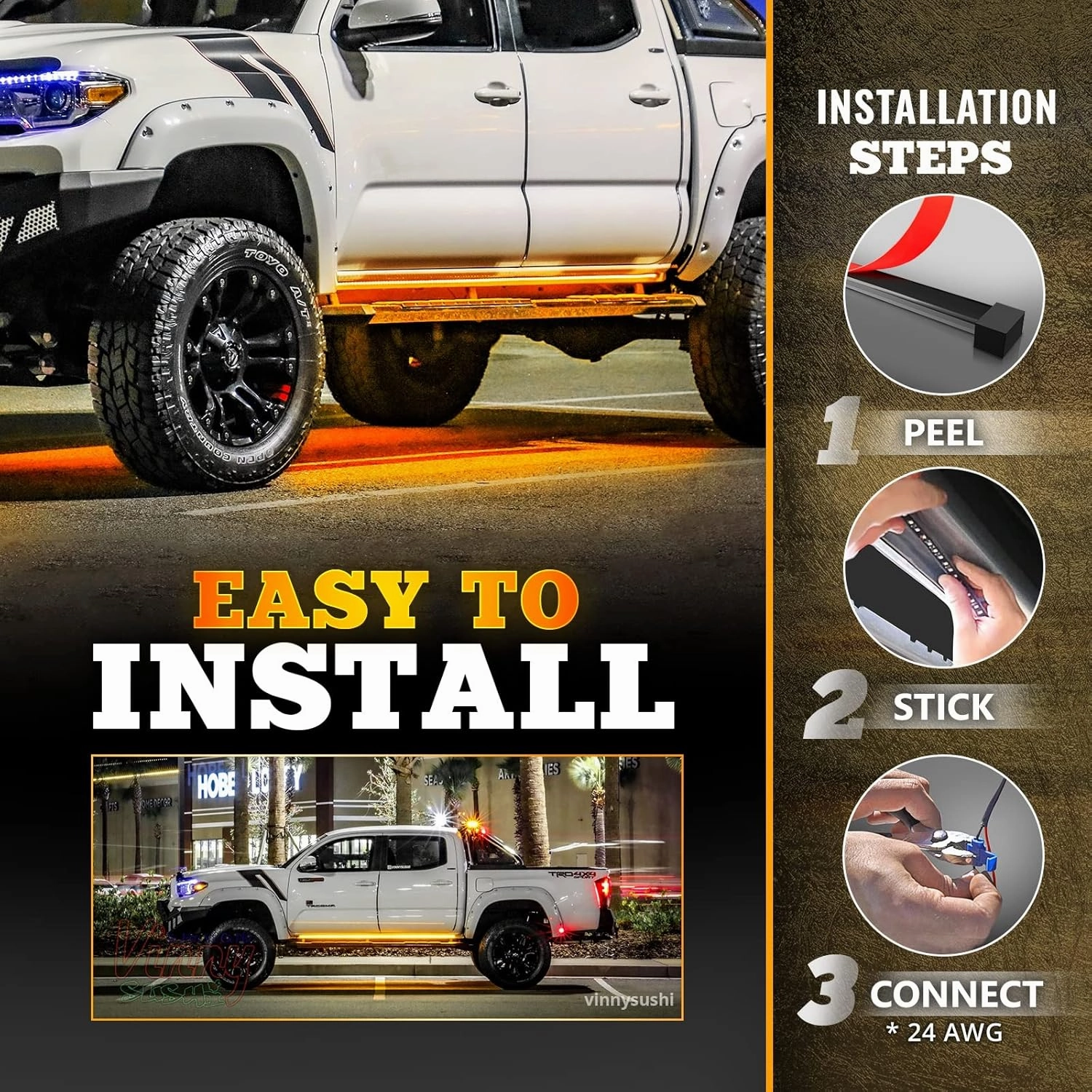 OPT7 Sidekick 78" Running Board Lights 2PCS LED Strips w/Amber Turn Signal, DRL, White Courtesy Light for Extended Crew Cab Trucks Pickup Trailer