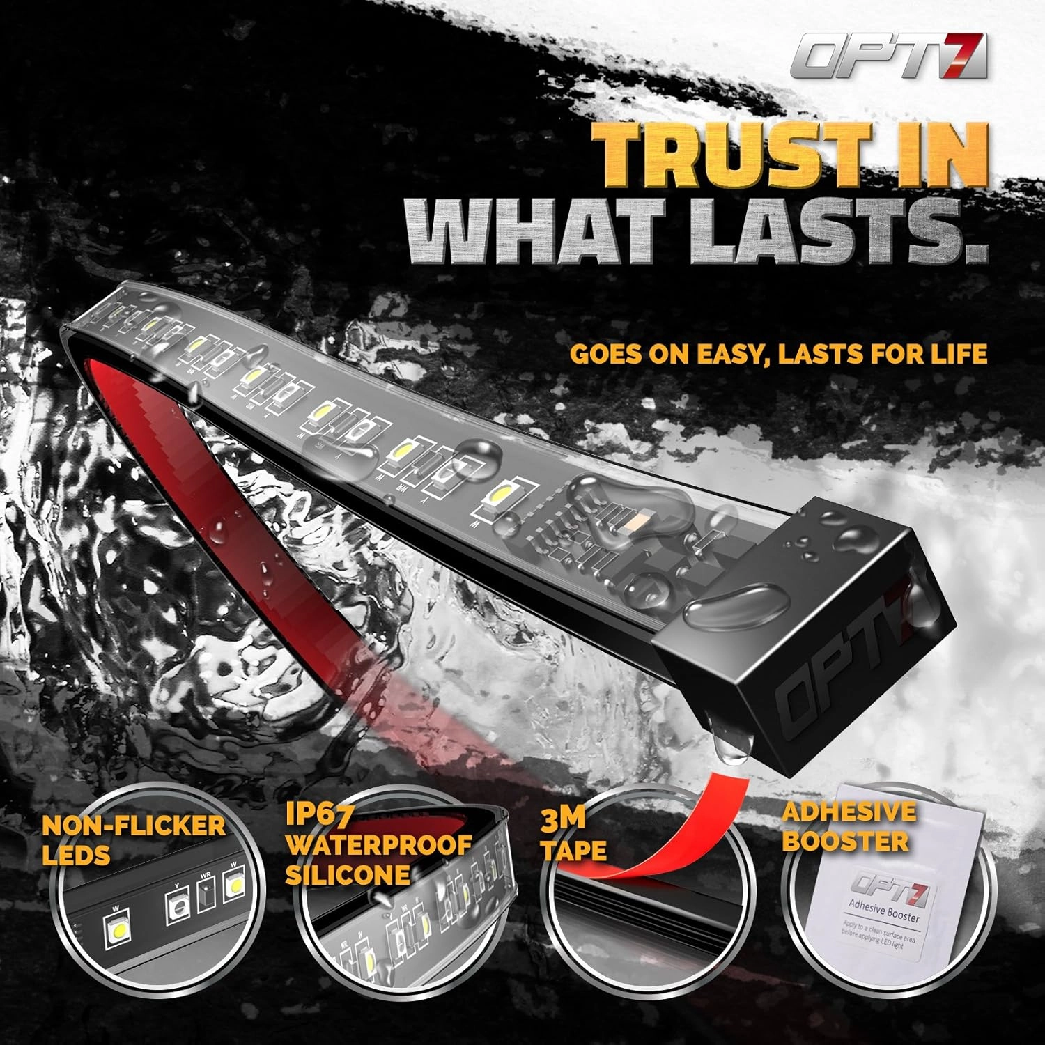 OPT7 Sidekick 78" Running Board Lights 2PCS LED Strips w/Amber Turn Signal, DRL, White Courtesy Light for Extended Crew Cab Trucks Pickup Trailer