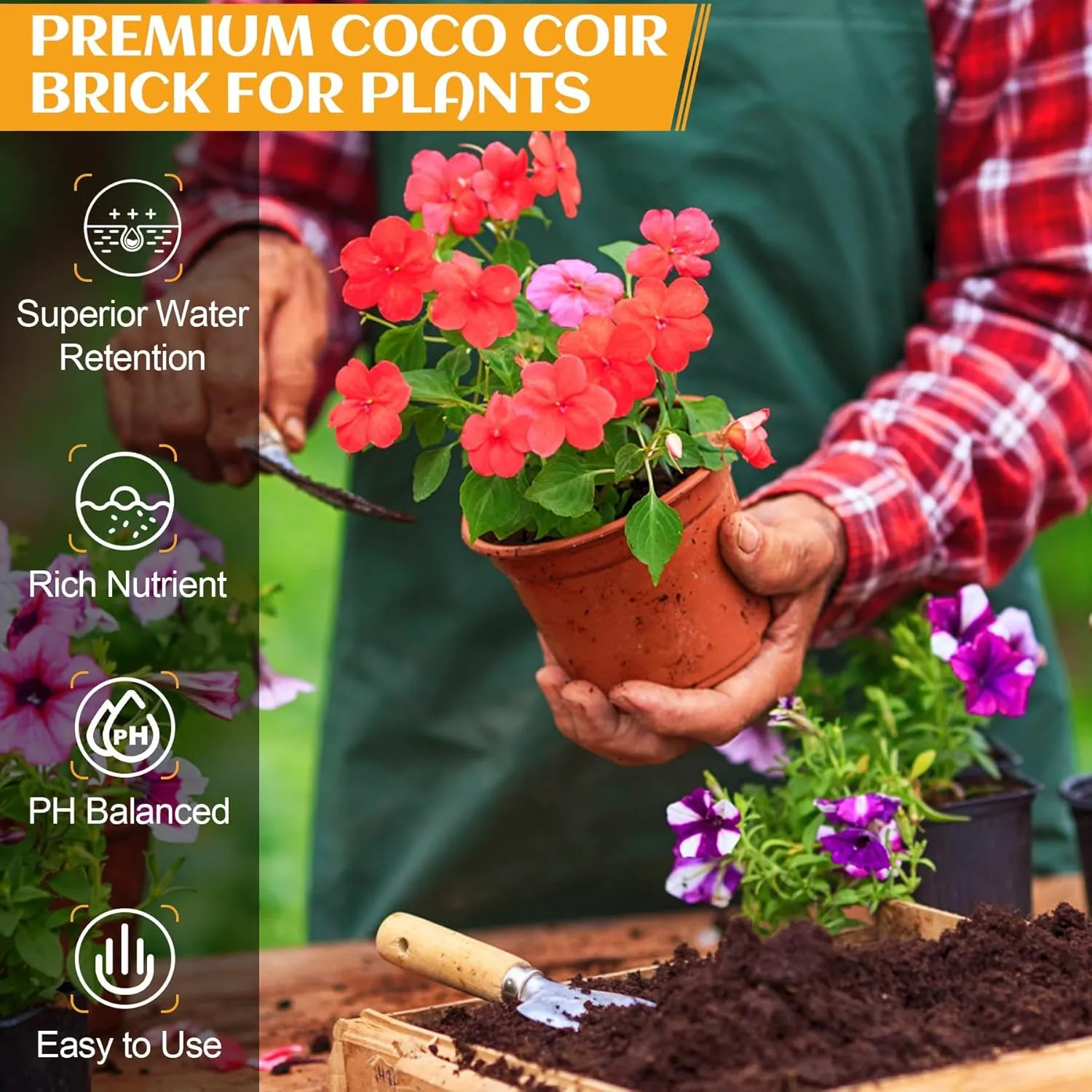 Organic Coco Coir 12 Pcs Compressed Coconut Coir Bricks Coconut Fiber Husk Substrate Mulch Coconut Bark Core Growing Medium Peat Moss Soil High Nutrition for Plants Gardening Seed Starting Soil Mix