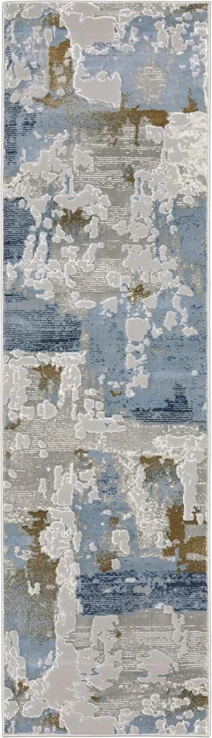 Oriental Weavers Easton Area Rug - 4518X - 2'3" x 7'6" - in Grey/Blue - Modern Style, Stain Resistant, Family and Pet Friendly, Entryway, Hallway Runner Rug