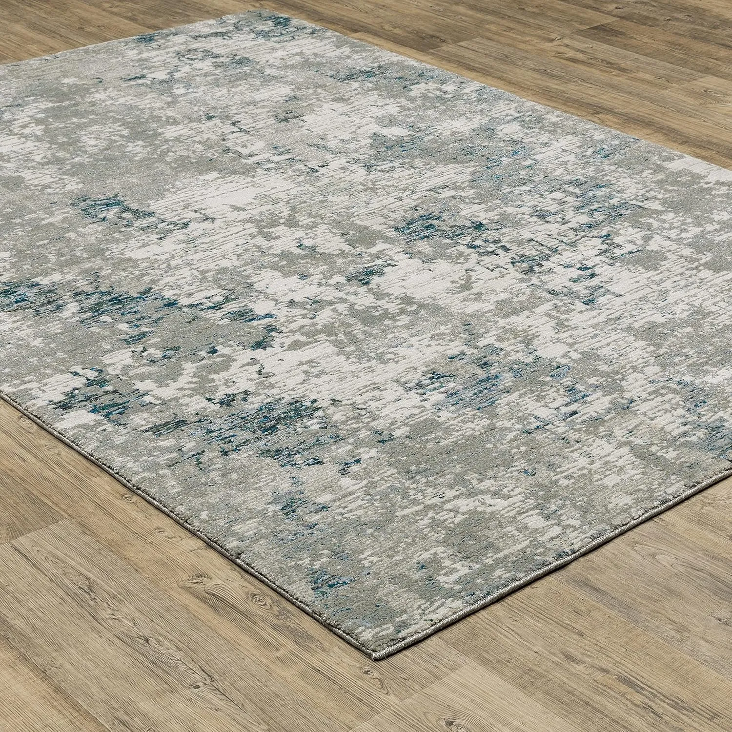 Oriental Weavers Evolution Area Rug - 0984D - 1'10" x 3'2" - in Grey/Blue - Modern Industrial Style, Stain Resistant, Family and Pet Friendly, Entryway, Bathroom Accent Rug