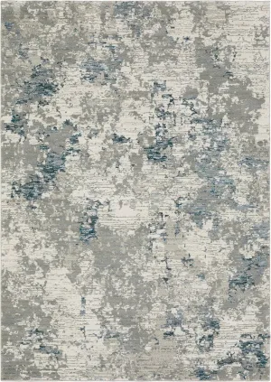 Oriental Weavers Evolution Area Rug - 0984D - 1'10" x 3'2" - in Grey/Blue - Modern Industrial Style, Stain Resistant, Family and Pet Friendly, Entryway, Bathroom Accent Rug