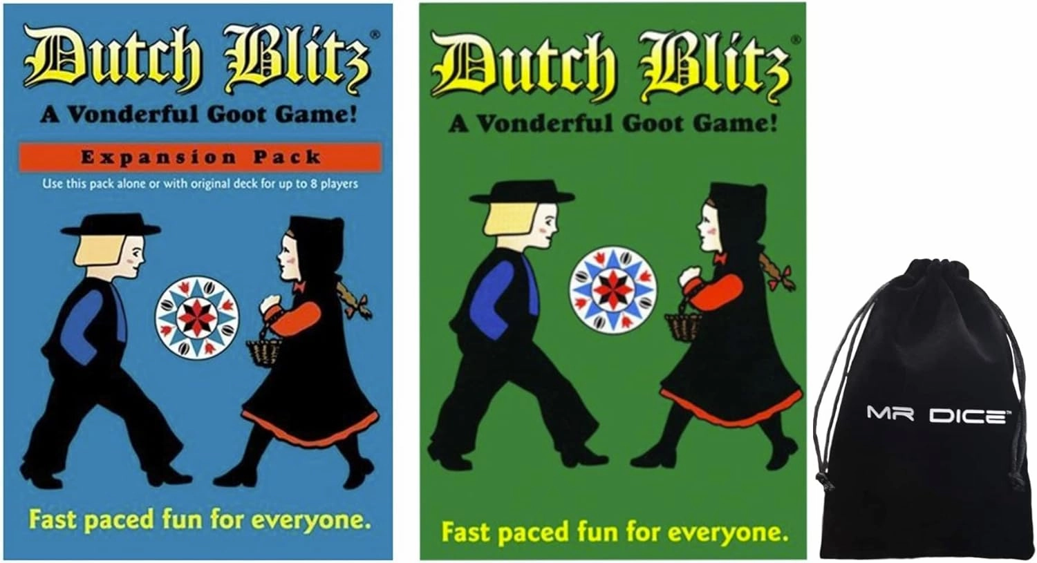 Original Dutch Blitz Card Game and Dutch Blitz Expansion Pack Bundle with Storage Bag by Mr Dice