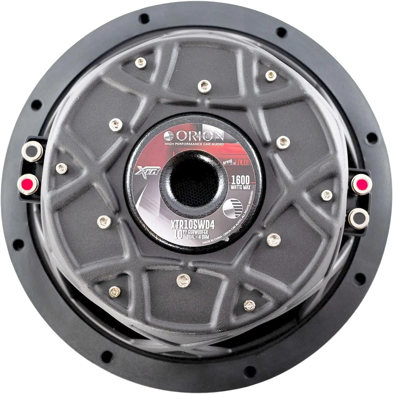 ORION XTR10SWD4 XTR Series 10” Shallow Mount Subwoofer, 400W RMS, 1600W Max Power, Dual 4 Ohm Voice Coils, Slim Profile for Tight Spaces, High-Performance Car Speaker for Car Audio Enthusiasts