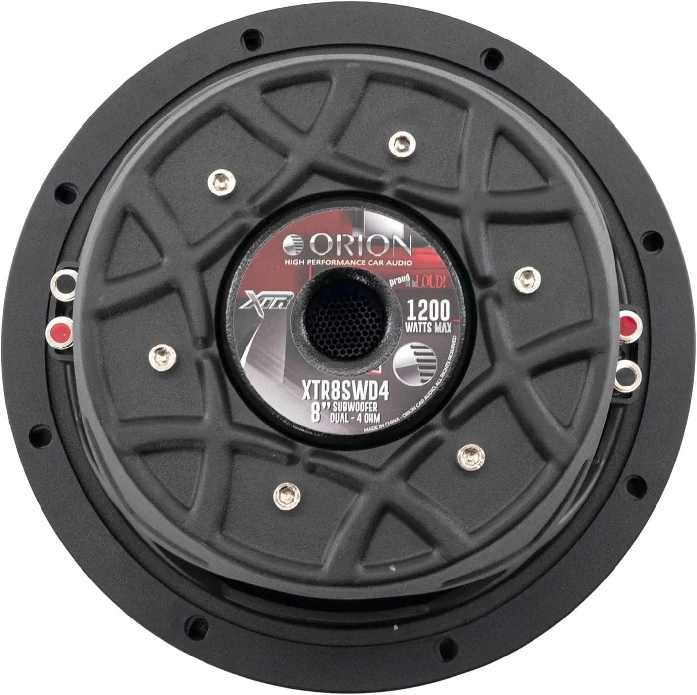 ORION XTR8SWD4 XTR Series 8” Shallow Mount Subwoofer, 300W RMS, 1200W Max Power, Dual 4 Ohm Voice Coils, Slim Profile for Tight Spaces, High-Performance Car Speaker for Car Audio Enthusiasts