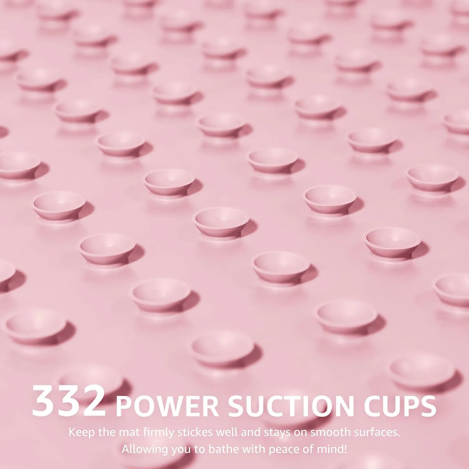 OTHWAY Bathtub Mat Non Slip, Extra Long Rubber Bath Mat for Tub, Machine Washable Shower Anti Slip Mat with 332 Strong Suction Cups (Pink)