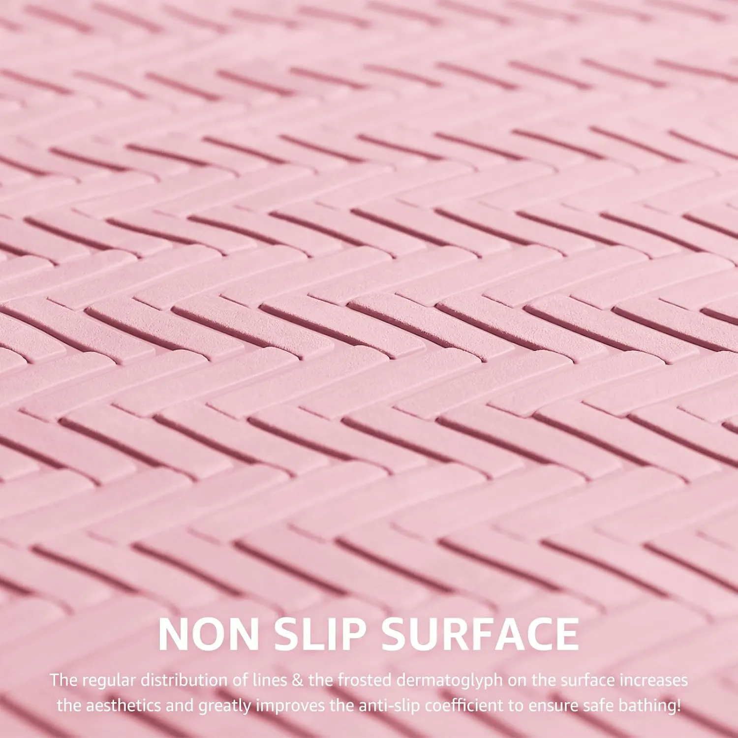 OTHWAY Bathtub Mat Non Slip, Extra Long Rubber Bath Mat for Tub, Machine Washable Shower Anti Slip Mat with 332 Strong Suction Cups (Pink)