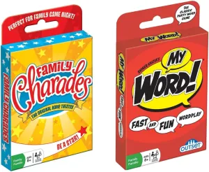 Outset Media Family Charades and My Word! Travel Friendly Card Games - for Ages 8 and up