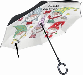 Oyihfvs Double Layer Inverted Umbrella, With C-Shaped Handle Windproof UV Proof Durable Parasol, For Men Women Outdoor Folding Rain Sun