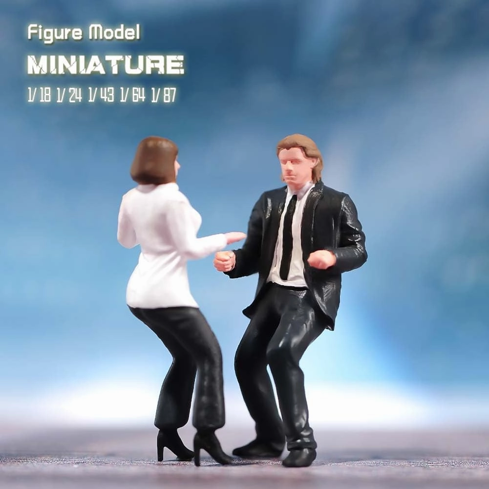 Painted Miniatures 1/18 1/24 1/64 1/43 1/87 Scale Dancing Couple Male Female Diorama Figure Doll Creative Scence Props Resin Model for Cars Vehicles Toys (Painted B, 1/18 Scale)