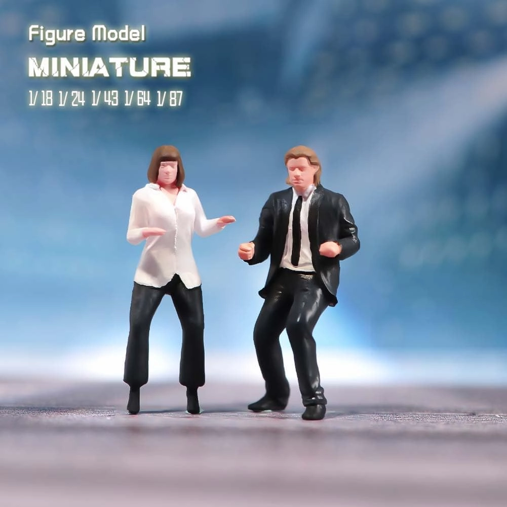 Painted Miniatures 1/18 1/24 1/64 1/43 1/87 Scale Dancing Couple Male Female Diorama Figure Doll Creative Scence Props Resin Model for Cars Vehicles Toys (Painted B, 1/18 Scale)