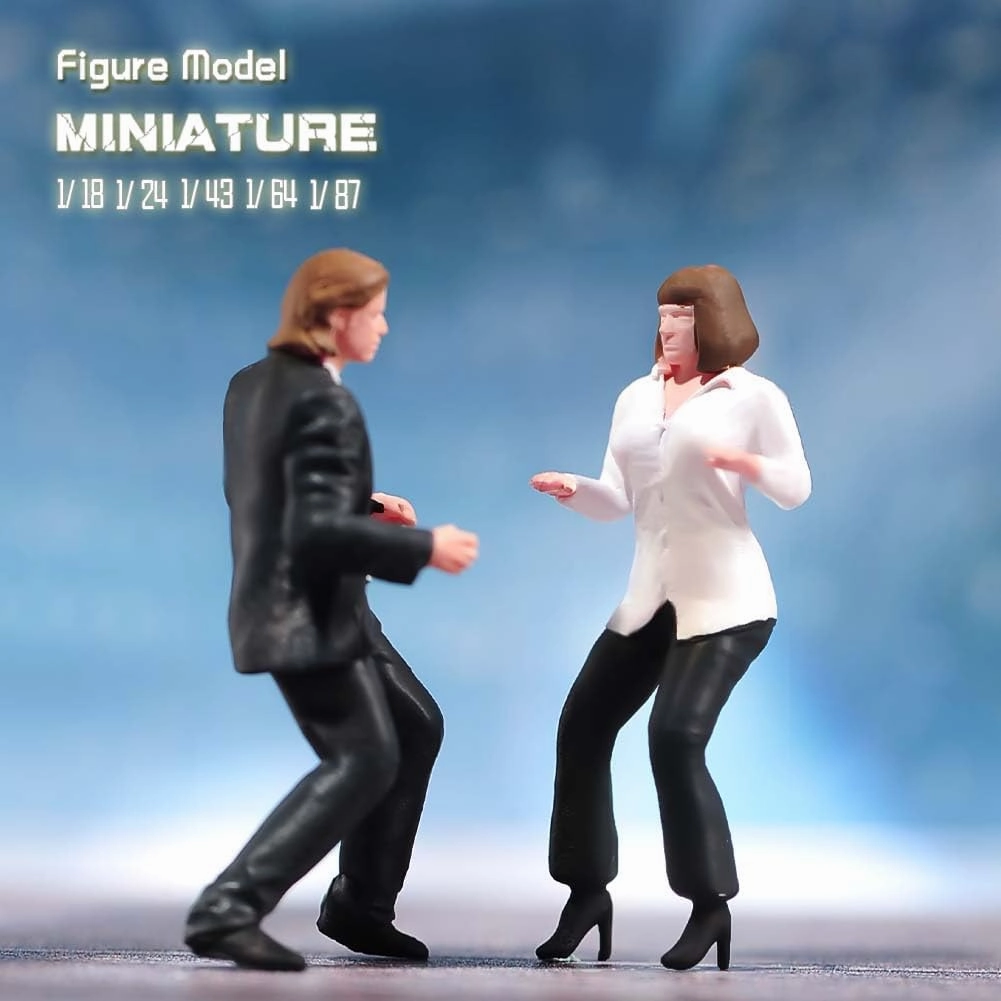 Painted Miniatures 1/18 1/24 1/64 1/43 1/87 Scale Dancing Couple Male Female Diorama Figure Doll Creative Scence Props Resin Model for Cars Vehicles Toys (Painted B, 1/18 Scale)