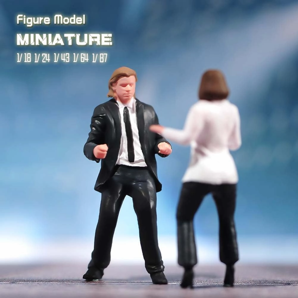 Painted Miniatures 1/18 1/24 1/64 1/43 1/87 Scale Dancing Couple Male Female Diorama Figure Doll Creative Scence Props Resin Model for Cars Vehicles Toys (Painted B, 1/18 Scale)