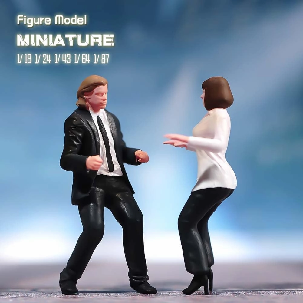 Painted Miniatures 1/18 1/24 1/64 1/43 1/87 Scale Dancing Couple Male Female Diorama Figure Doll Creative Scence Props Resin Model for Cars Vehicles Toys (Painted B, 1/18 Scale)