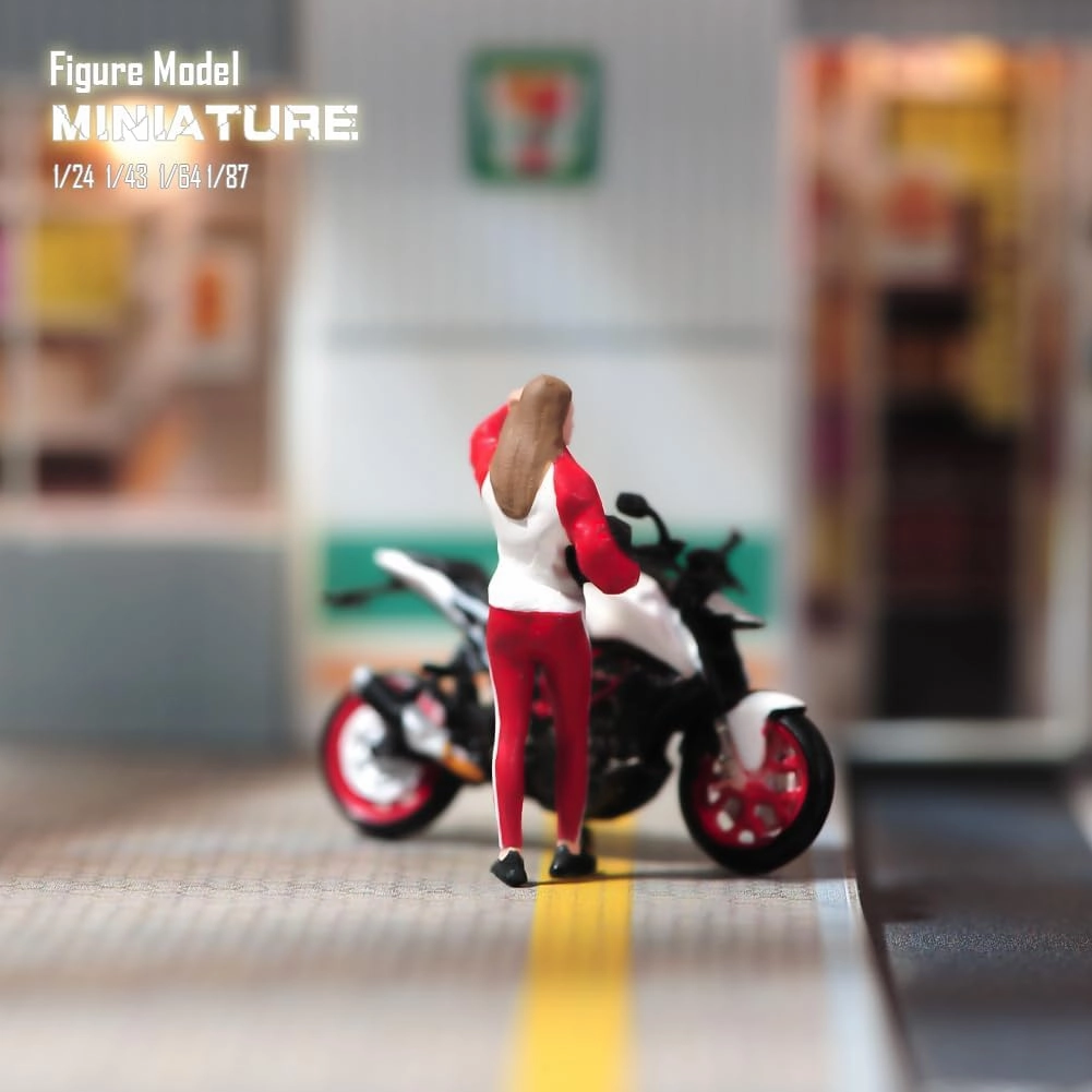 Painted Miniatures 1/18 1/24 1/64 1/43 1/87 Scale Mini Motorcycle Beauty Scene Props Figure Dolls Unpainted Model for Cars Vehicles (Painted B Version, 1/18 Scale)