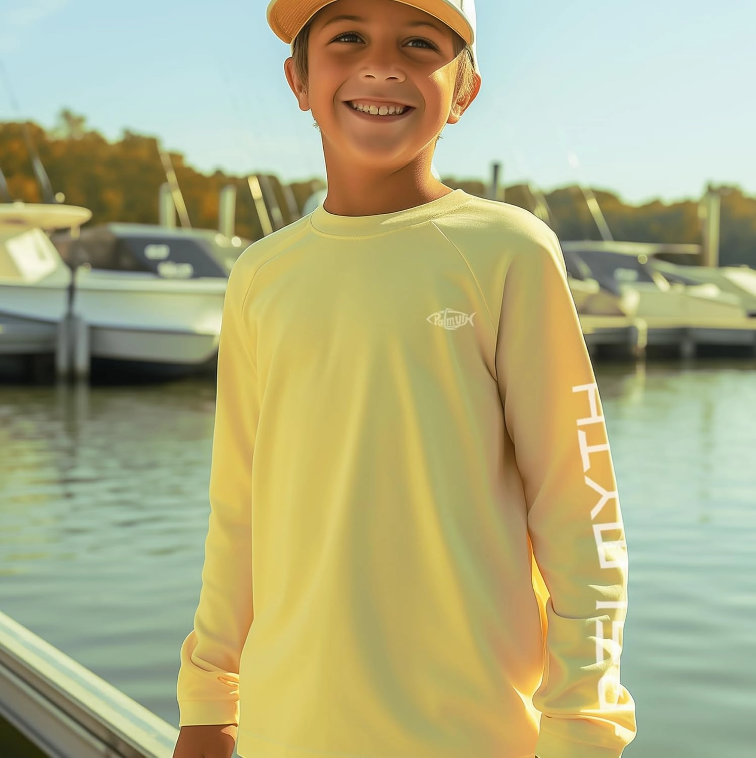 Palmyth Boys Fishing Shirt Youth Long Sleeve T-Shirt UPF 50  Sun Protection
