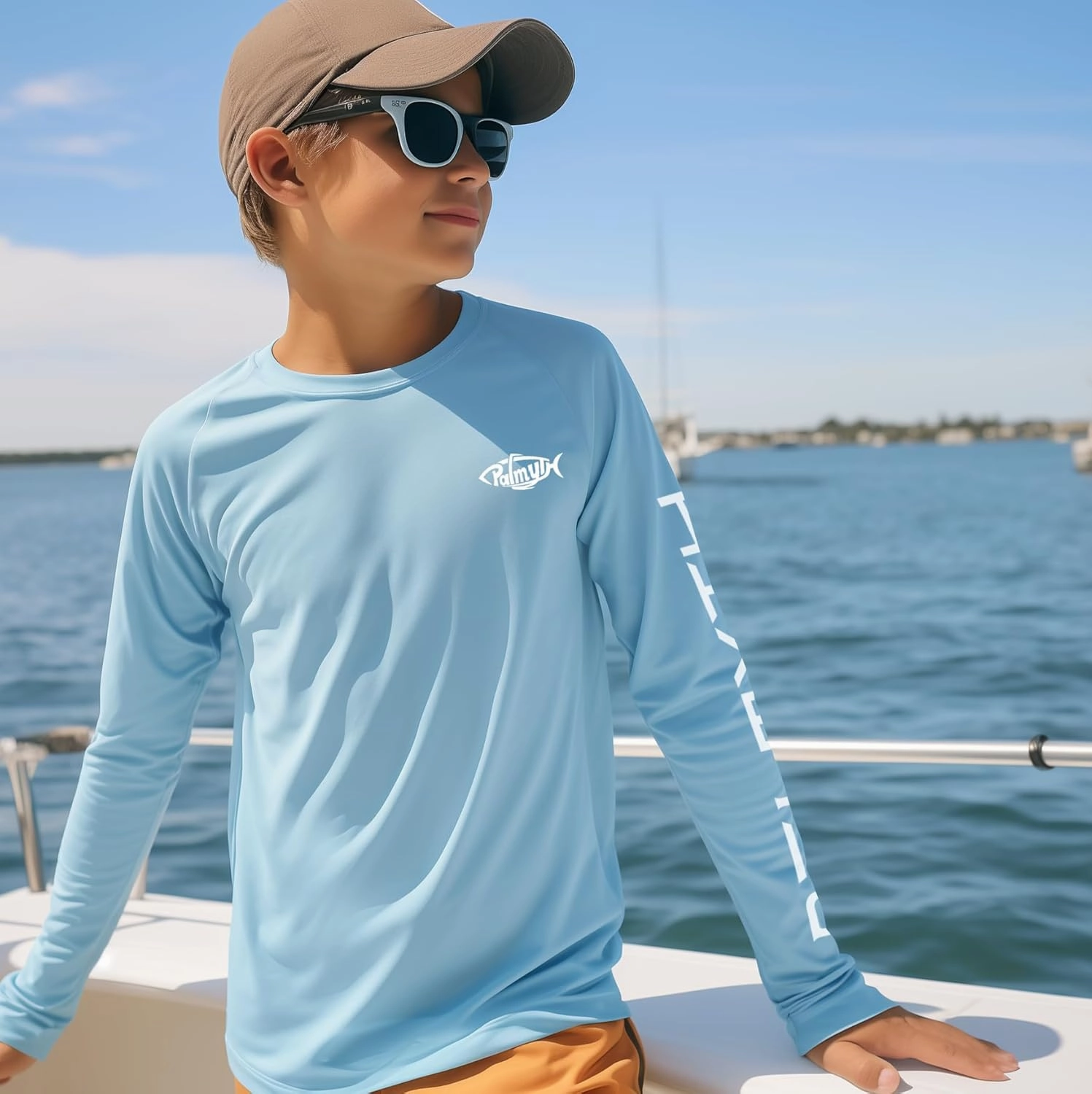 Palmyth Boys Fishing Shirt Youth Long Sleeve T-Shirt UPF 50  Sun Protection