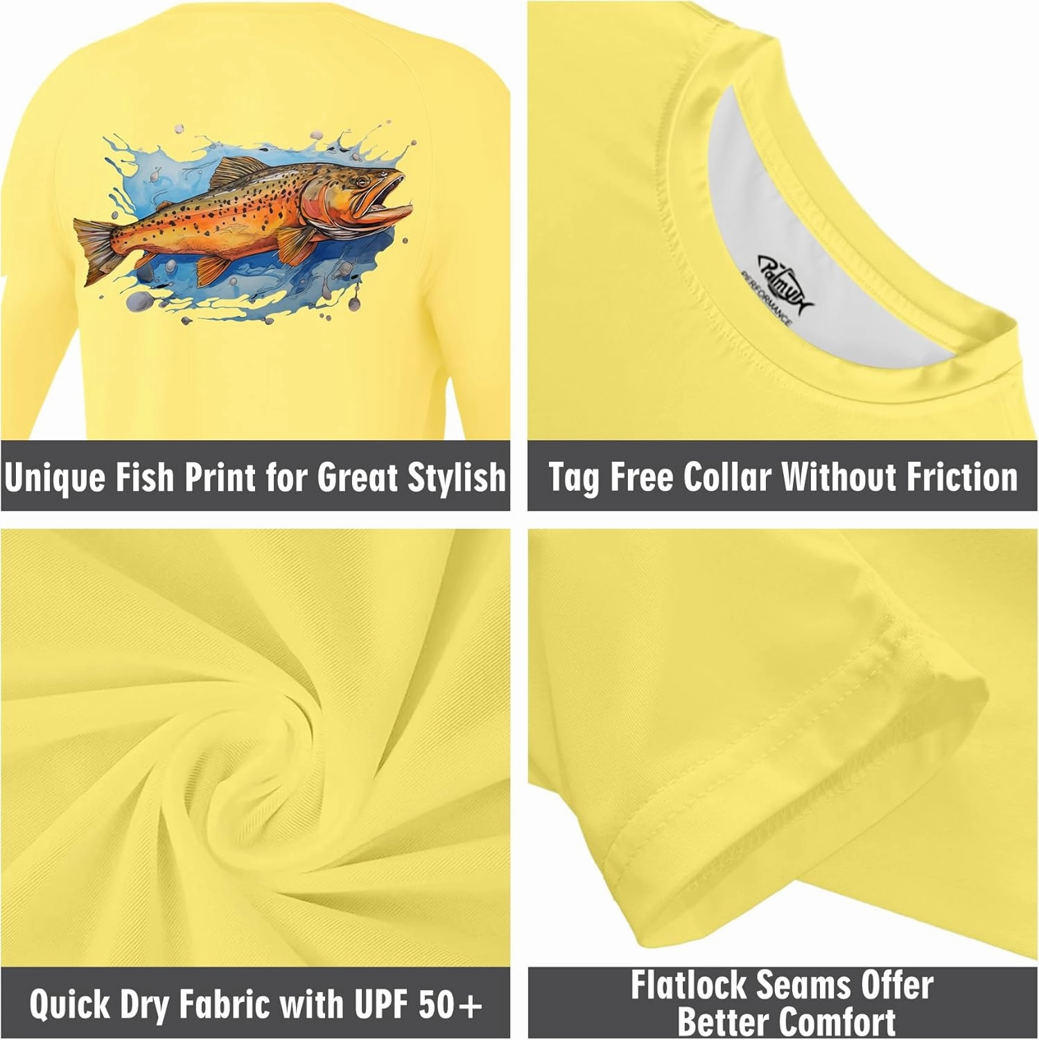 Palmyth Boys Fishing Shirt Youth Long Sleeve T-Shirt UPF 50  Sun Protection