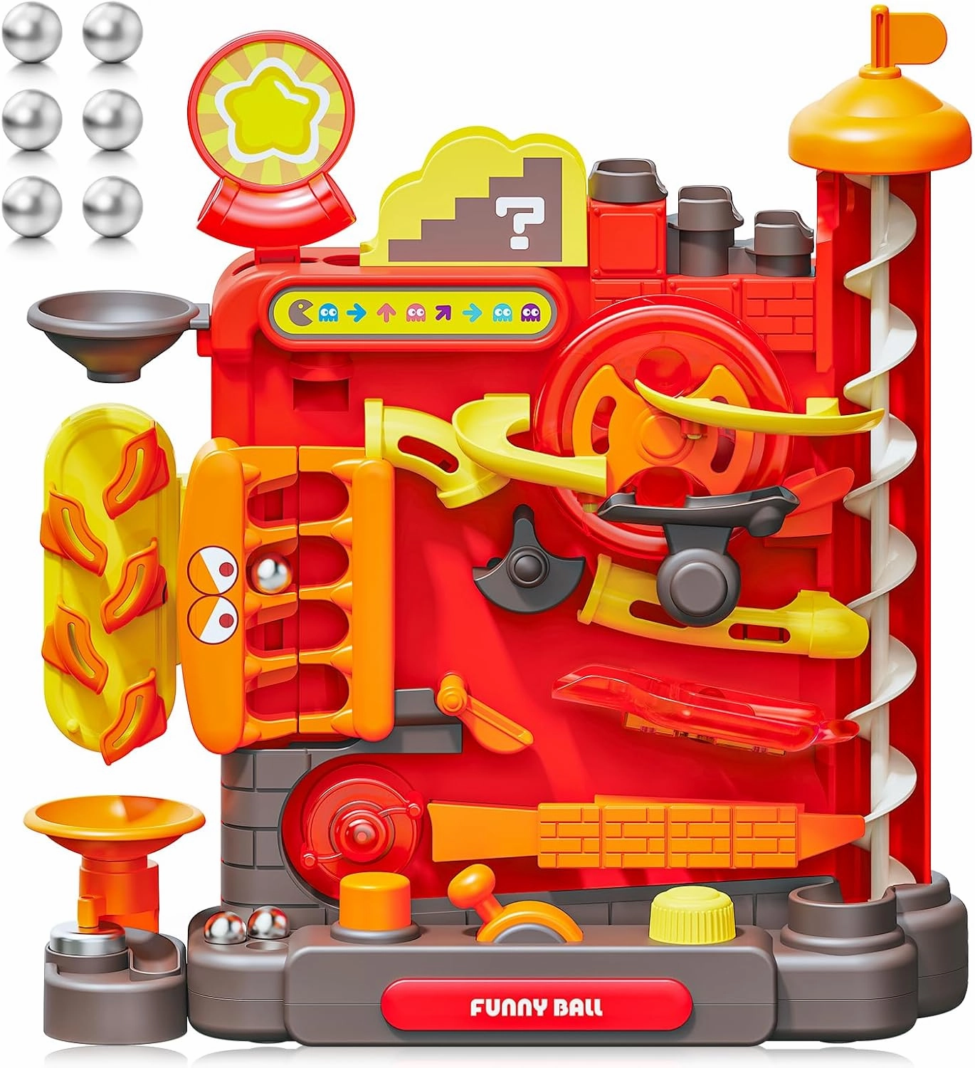 pamexin Marble Maze Challenge Toy for Kids Ages 5 , Marble Run Puzzle with 3 Control Levers, 7 Difficulty Levels & 6 Steel Balls Educational STEM Gift for Boys & Girls